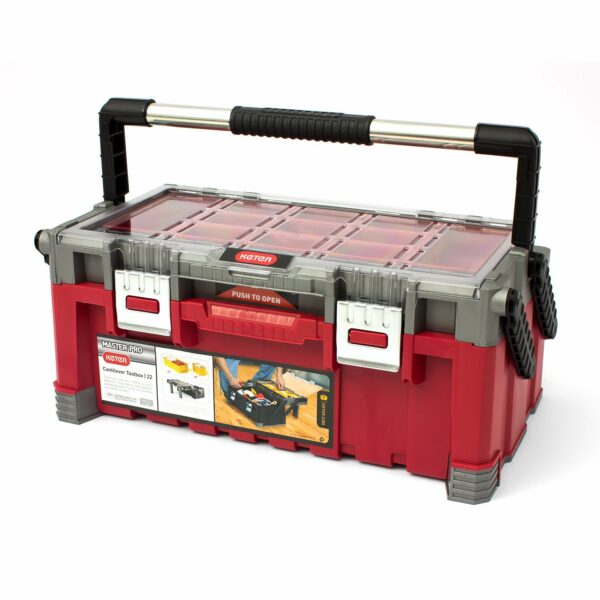 Keter 17187311 Tool Box Including Assorted Master Pro Series Cantilever Tool Box 22 Inches Plastic Red