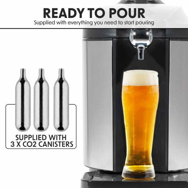 Baridi 5L Beer Draught Dispenser Tap Machine with Integrated Cooling for 5L Kegs - DH49