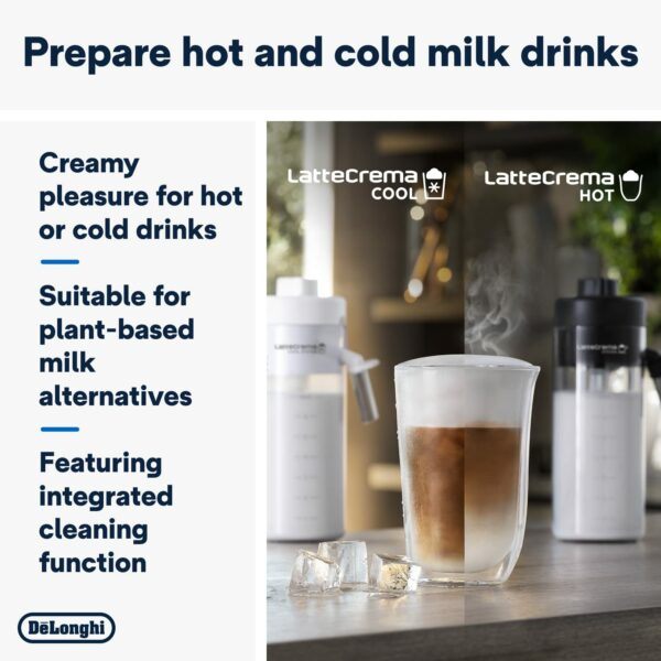 De'Longhi Eletta Explore Cold Brew ECAM452.67.G, Barista Coffee Machine with LatteCrema Hot and Cool, Espresso Machine, Automatic Coffee Bean Machine, Cold Extraction, Coffee Pot Included, Dark Grey