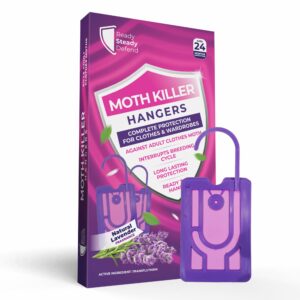 9-Pack Moth Repellent Hangers for Wardrobes: Lavender-Scented Clothes Moth Killer | Anti-Moth Protection for Wardrobes and Drawers | Up to 3 Months Protection per Hanger | Eco-Friendly Moth Deterrent