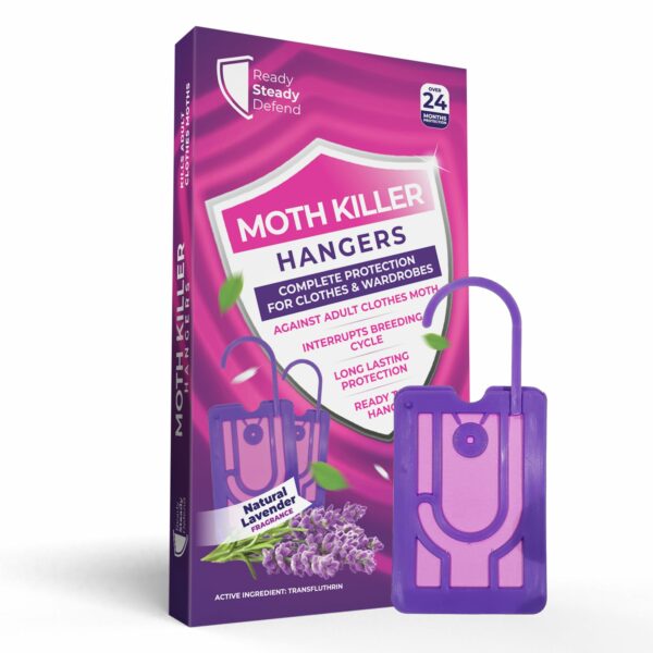 9-Pack Moth Repellent Hangers for Wardrobes: Lavender-Scented Clothes Moth Killer | Anti-Moth Protection for Wardrobes and Drawers | Up to 3 Months Protection per Hanger | Eco-Friendly Moth Deterrent