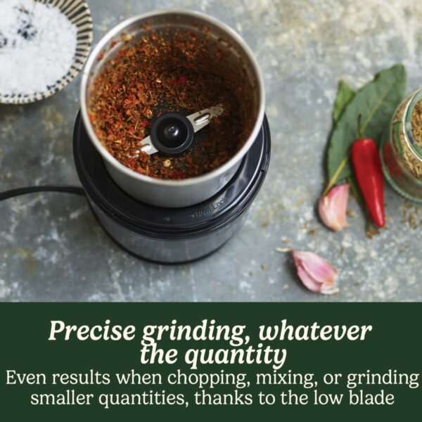 Cuisinart Electric Spice Grinder Coffee Grinder, Nut Grinder, Seed Grinder for Kitchen, Wet & Dry Electric, Easy to Use Dual Stainless Steel Bowls with Storage Lids Dishwasher Safe