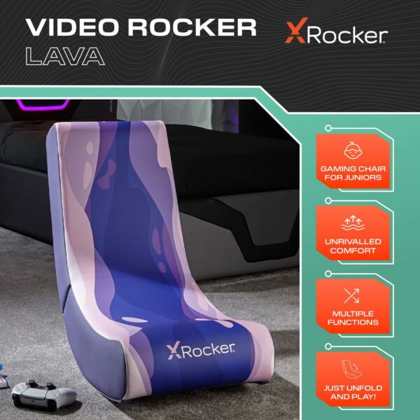 X-Rocker Video Rocker Kids Gaming Chair Foldable Floor Rocker for Kids and Juniors, Low Folding Rocking Seat, Rocking Chair for Gaming, Console Gaming Chair for Kids - Lava Edition - Pink, 2022084