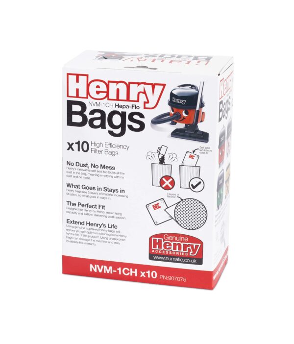 Avern GENUINE ONLY Numatic Henry Hetty NVM-1CH HepaFlo Vacuum Cleaner Dust Bags Pack Of 10-604015 907075