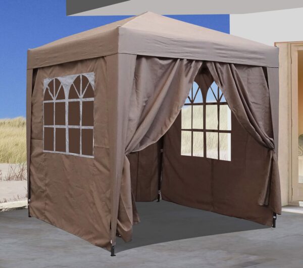 QUICK STAR Garden Pop up Gazebo 2x2m beige with 4 side walls and carrying bag
