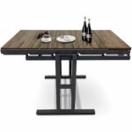 DISHENGZHEN Space Saving Convertible Shelf Table, Multipurpose Converting Kitchen Dining Table to Shelf, Wood and Metal Convertible 2 in 1 Bookshelf to Dining Table