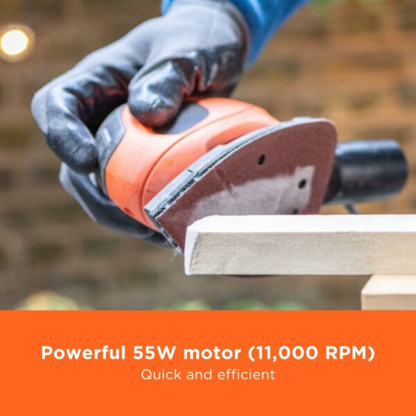 BLACK+DECKER Mouse 55W Detail Sander with 6 Sanding Sheets, BEW230-GB
