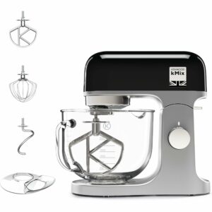 Kenwood KMX754ABK Stand Mixer for Baking, Stylish Kitchen Mixer with K-beater, Dough Hook and Whisk, 5L Glass Bowl, Removable Splash Guard, 1000 W, Black