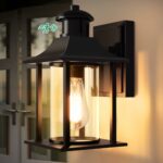 Lamomo Outdoor Wall Light,Motion Sensor Light Outdoor with Bulb,Waterproof Aluminum Security Light Sensor Wall Lantern Black Anti-Rust Outside Wall Sconce for Garden Doorway
