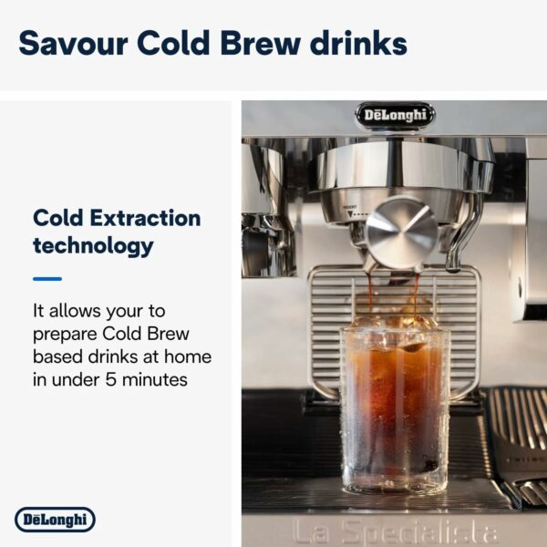 De'Longhi La Specialista Maestro EC9865.M Cold Brew Coffee, Manual Coffee Machine, Cold Extraction Technology, Smart Tamping Station, 8 Hot & Cold Recipes, Manual and Automatic Milk Frothing, Metal