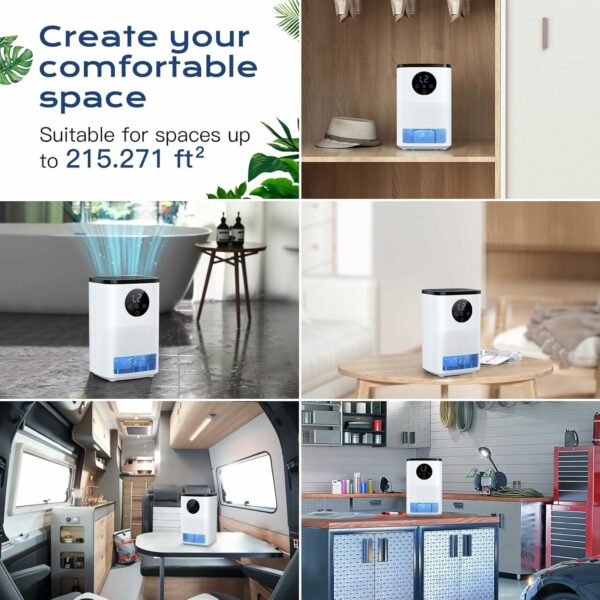 Dehumidifier for Home, 1.6L（54.11 oz) Dehumidifiers for Drying Clothes 2 Mode Auto Shut Off & 24H Timer Touch Control 7-Color Lights Quiet Dehumidifier for Bedroom Bathroom Basements Closet RV