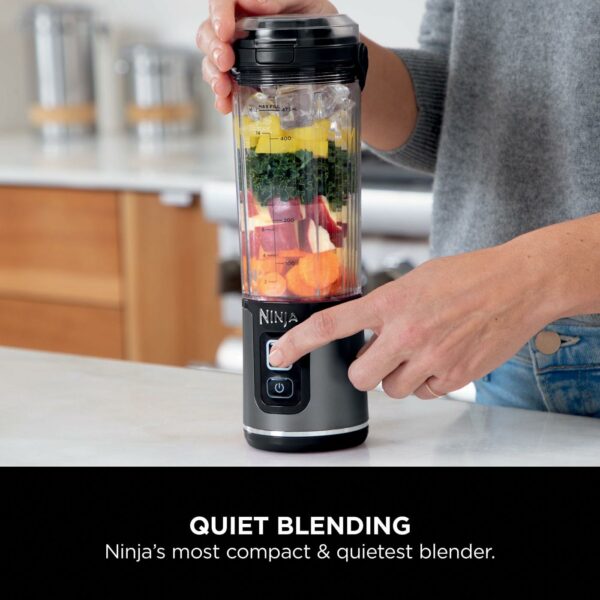 Ninja Blast Portable Blender, 530ml, Leakproof Lid & Sip Spout, Powerful Cordless Mini Blender, Rechargeable, Portable Smoothies, Protein Shakes, Blends Ice & Frozen Fruit, Black, BC151UKBK