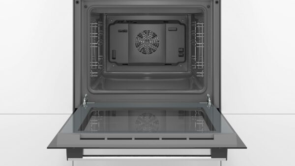 Bosch Serie 2 HHF113BR0B Stainless Steel Single Electric Oven with A Energy Efficiency, 66 Litre Capacity, Electronic Clock Timer And Enamel Interior