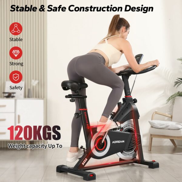 Exercise Bike, Indoor Cycling Bike with Comfortable Seat Cushion for Home Gym Use, Exercise Equipment with LCD Display & Tablet Holder Fitness Workout Cardio Training Machine