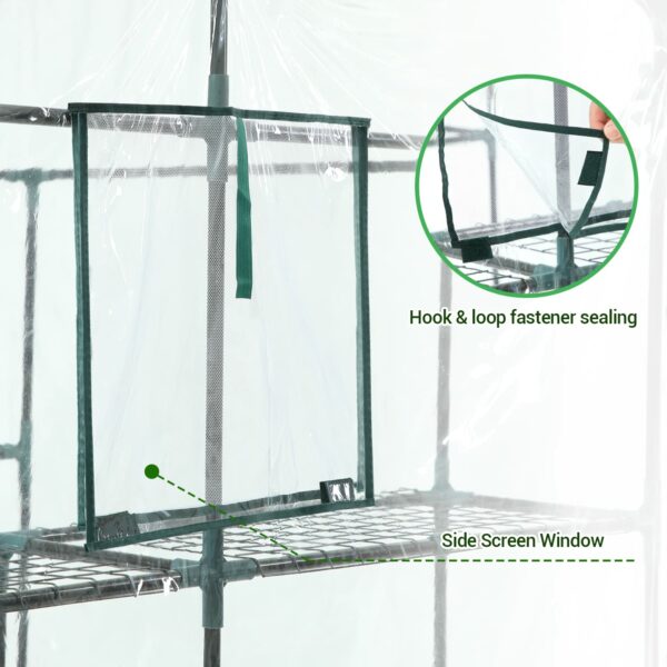 Ohuhu Plastic Greenhouse with Improved Transparent PVC Cover, Portable Walk in Plant Green House, 3 Tiers 12 Shelves Stands Small Greenhouses Backyard Green Houses for Outside Heavy Duty