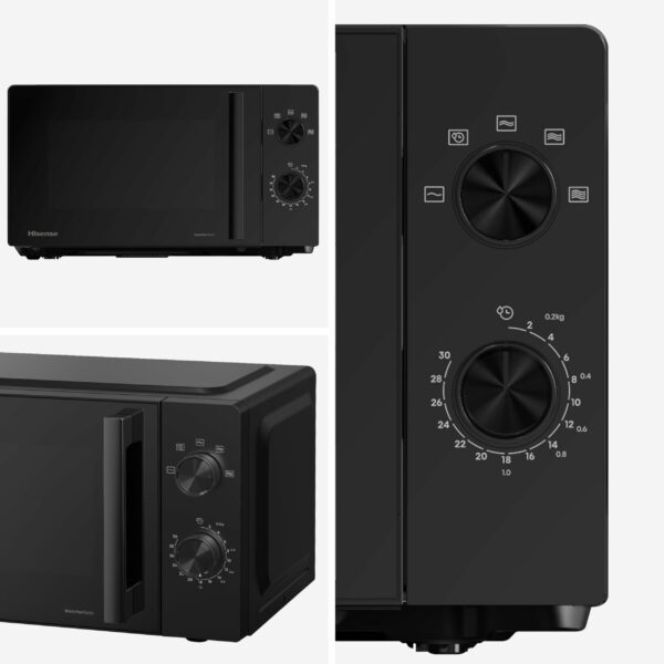 Hisense 700 Watts 20 Litre Inverter Microwave Oven H20MOBP1HIUK Black, Automatic Defrost, 5 power levels, Easy Clean, H24.1 x W43.4 x D32.9 cm Freestanding