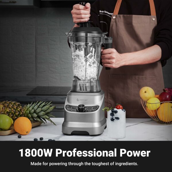 AMZCHEF 1800W Blender Smoothie Maker with 8 Adjustable Speeds and 7 Preset Settings, 23000RPM, 1.85L Blender for Smoothies, Shakes, Ice Crushes, Frozen Fruits