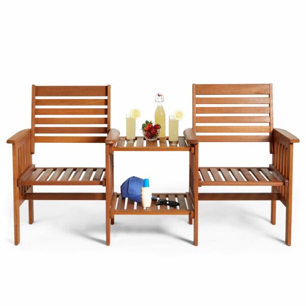 VonHaus Love Seat for Garden - 2 Seater Jack and Jill Love Seat Patio Set - 2 Person Hardwood Garden Loveseat - Companion Set