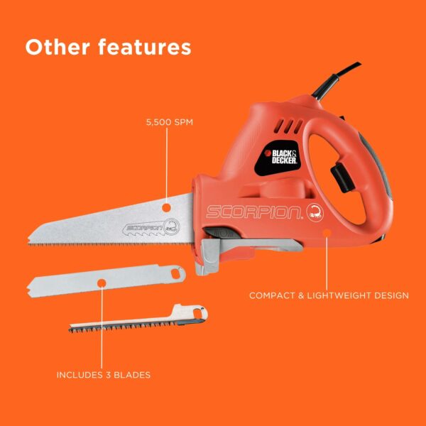 BLACK+DECKER 400W Scorpion Powered Handsaw with 3 Blades, KS890ECN-GB
