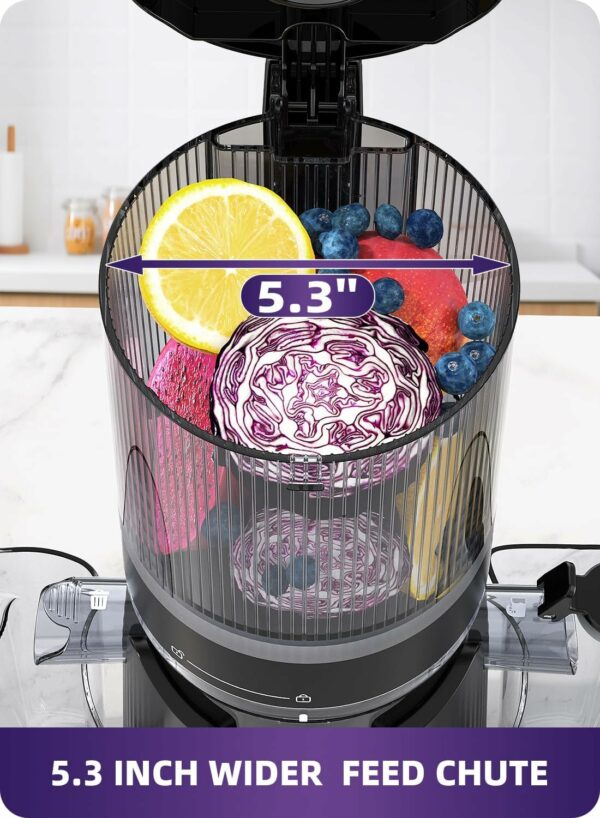 Juicer Machines, Cold Press Juicer Whole Fruit and Vegetable with 5.3" Wider and Larger Feeding Chute