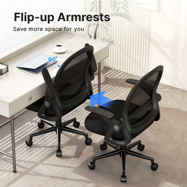 Home Office Chair Ergonomic Desk Chair Swivel Computer Chair Mid-Back Mesh Chair with Flip-up Armrests