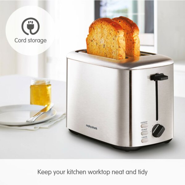Morphy Richards Equip 2 Slice Toaster,?Defrost and Reheat, 7 Variable Browning Controls, Variable Wide Slots, Removeable Crumb Tray, Stainless Steel, Silver,222067