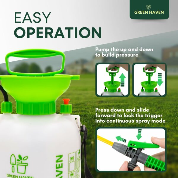 GREEN HAVEN 5 Litre Pump Action Pressure Sprayer - Pump sprayer with Adjustable & Carrying Strap, High-Pressure Spray for Weed Killer Pesticides Fungicides Cleaning