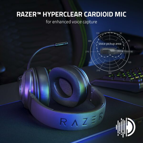 Razer Kraken V3 X USB - Wired USB Gaming Headset (ultra-lightweight at 285g, TriForce 40 mm drivers, HyperClear Cardioid Microphone, 7.1 surround sound, Chroma RGB) Black