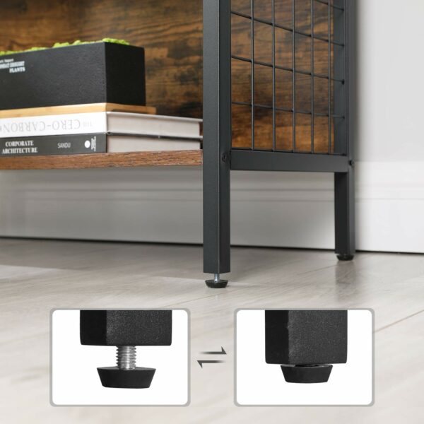 Vasagle Bookcase, Office Storage Shelf, 4 Tiers for Books, Decorations, Stable Steel Frame, S-Shaped Hooks for Hanging