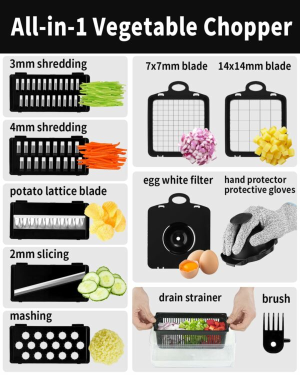 Vegetable Chopper, Pro Onion Chopper, Kitchen Mandoline Food Chopper, Multifunctional Kitchen Vegetable Slicer Dicer Cutter,Mandoline Vegetable Slicer Salad Chopper,Carrot and Garlic Chopper