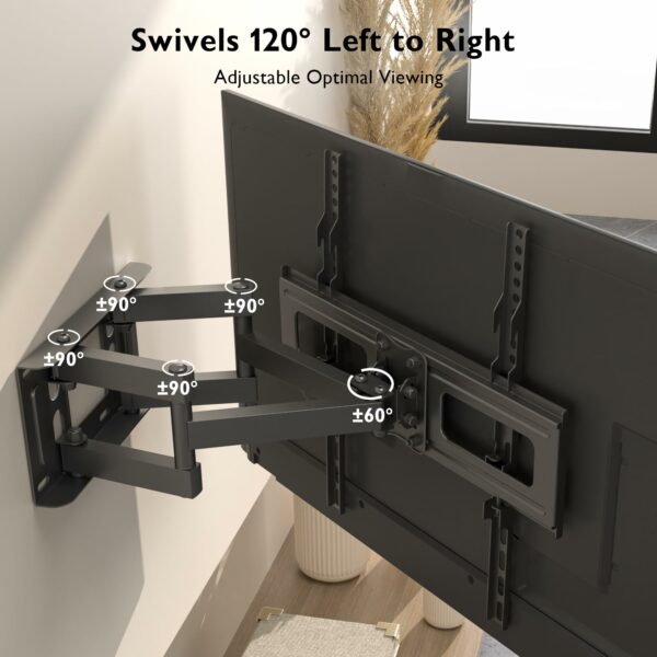 BONTEC TV Wall Mount for 23-70 Inch LED LCD, Swivels Tilts Extends Double Arm Full Motion TV Wall Bracket Holds up to 45kg, Includes HDMI Cable, Spirit Level, Max VESA 400x400mm