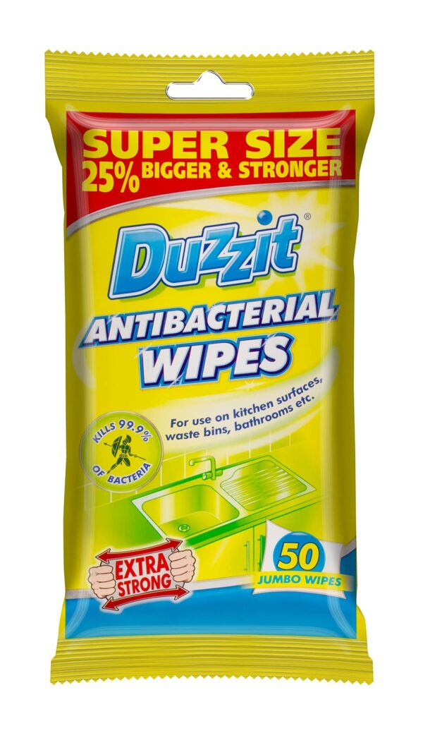 Duzzit Antibacterial Wipes, Pack Of 50