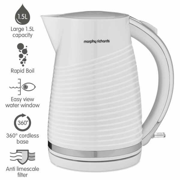 Morphy Richards Jug Kettle Dune 108269, Plastic, 3000 W, 1.5 liters, White