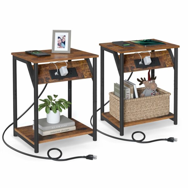 Vasagle End Table with Charging Station
