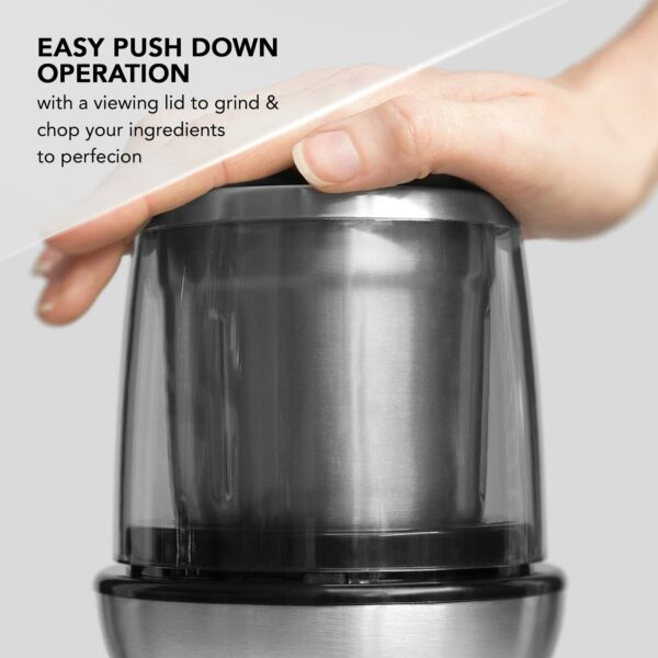 Wahl James Martin Grind and Chop, Electric Grinders Ideal for Coffee, Nuts and Spices, Safety Lock-In Lid, Brushed Stainless Steel, 200W, Capacity 70g