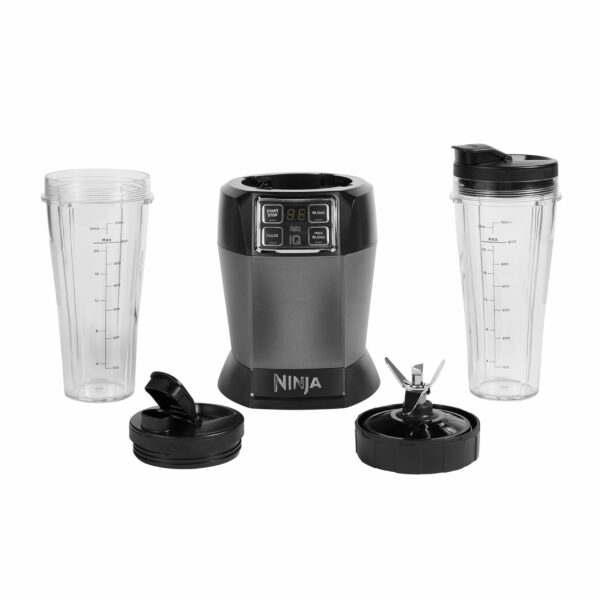 Ninja Blender with 2 Automatic Programs: Blend & Max Blend, Pulse Setting, 2x 700ml Cups with Spout Lids, 1000W, Dishwasher Safe Parts, Smoothie Maker, Auto-iQ, Black BN495UK
