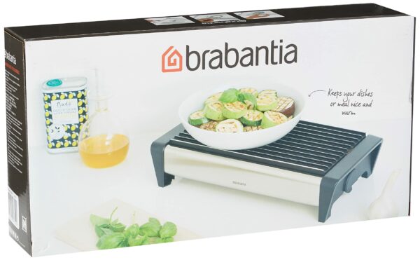 Brabantia Food Warmer 477140, 2 Burner - Matt Black with Grey Grill, 40 x 20 x 10 cm