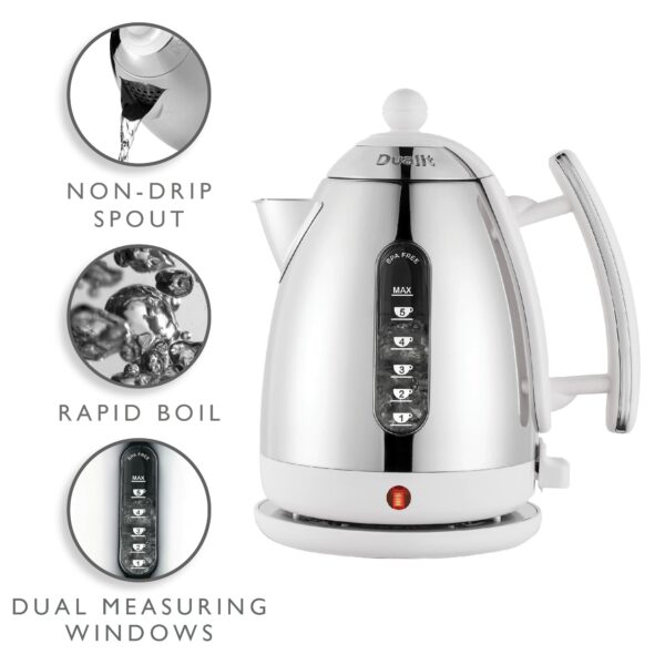 Dualit Lite Kettle - 1.5L Jug Kettle - Polished with Gloss White, High Gloss Finish - Fast Boiling Kettle by Dualit - 72015