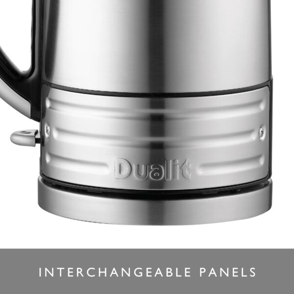 Dualit Architect Kettle | 1.5 L 2.3 KW Stainless Steel | Rapid Boil and Patented Pure Pour Non-Drip Spout | Measuring Window with Cup Level Indicators | CJK1, Black Trim Brushed Body