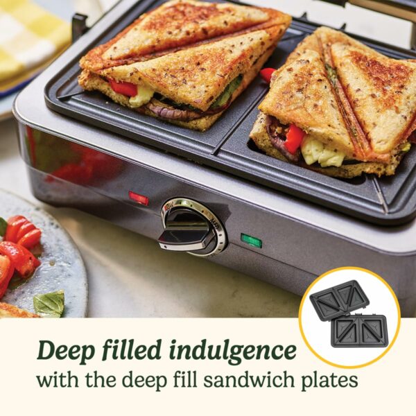 Cuisinart Grill & Sandwich maker, Sandwich toaster, panini press, electric grill, Non-stick Removable, interchangeable plates, Health grill, less oil, Midnight Grey, GRSM4U