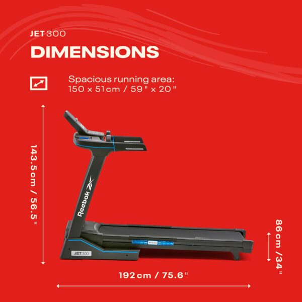 Reebok Jet 300 Series Bluetooth Treadmill - Black