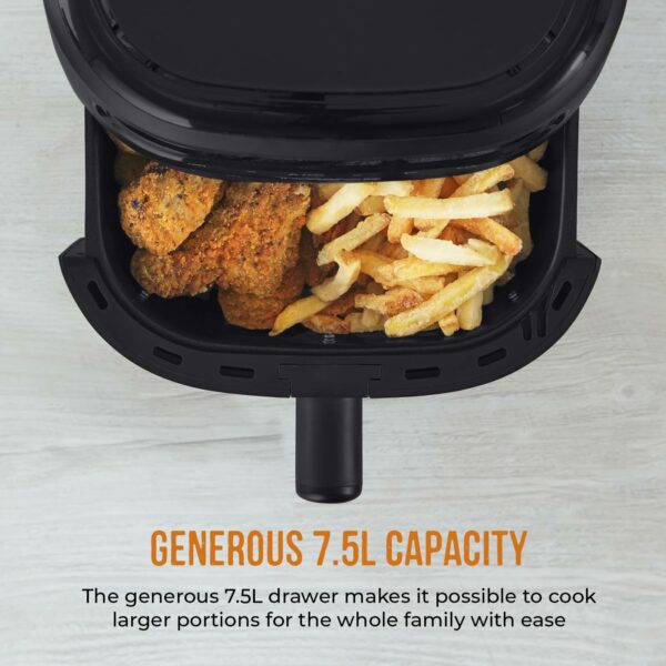 Tower, T17123, Vortx Vizion 7.5L Air Fryer with Colour Digital Display, Digital Control Panel & 7 One-Touch Pre-sets, 1900W, Black