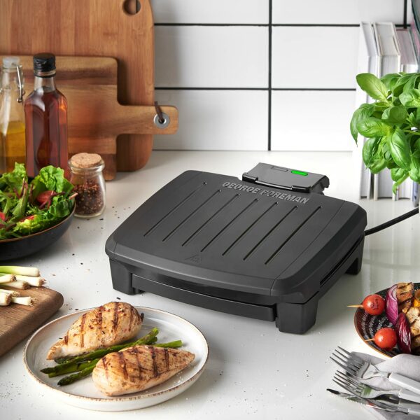 George Foreman Immersa Medium Electric Grill [Removable Control Panel allows grill machine to be fully washable & dishwasher safe, Energy saving, Healthy, Toastie, Panini, Hot plate, BBQ] Black 28310