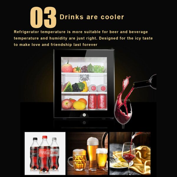 30L Mini Fridges, Upright Cosmetics Fridge Table Top Large Capacity Refrigerator, LED Light + Lock & Key, Low Noise, Low Energy A+, Fast Cooling, for Home,Hotel,Bar,Dorms,Apartment,Office,B