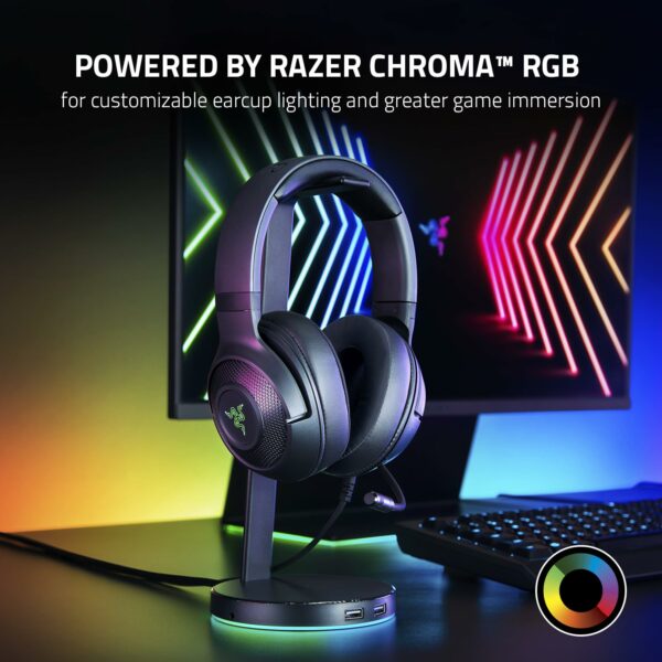 Razer Kraken V3 X USB - Wired USB Gaming Headset (ultra-lightweight at 285g, TriForce 40 mm drivers, HyperClear Cardioid Microphone, 7.1 surround sound, Chroma RGB) Black