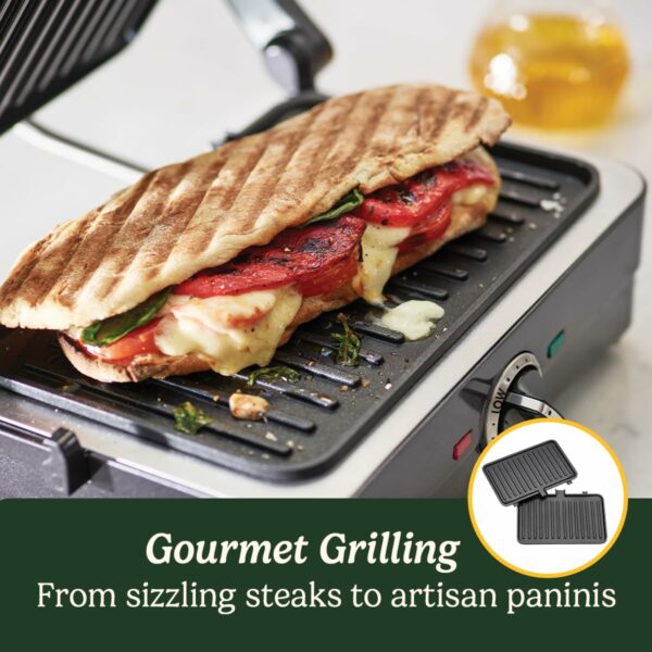 Cuisinart Grill & Sandwich maker, Sandwich toaster, panini press, electric grill, Non-stick Removable, interchangeable plates, Health grill, less oil, Midnight Grey, GRSM4U