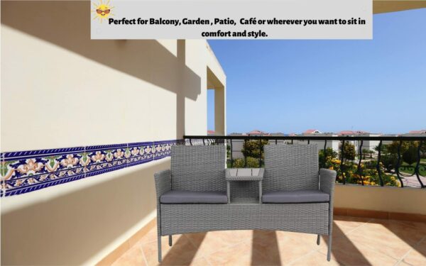 Evre Lisbon Rattan 2 Seater Companion Partner Bench Garden Furniture Set Patio Conservatory for Terrace Balcony Garden Outdoor Indoor