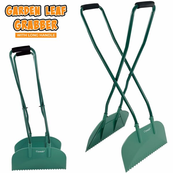 Crystals Leaf Grabber Long Handled - Heavy Duty Leaf Picker Garden Grabber for Gathering Leaves, Grass Cuttings - Leaf Collector Grabber – Easy Pick Up - Green