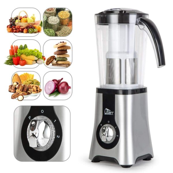Jug Blenders, Uten Smoothie Blender 1.25L, 5-in-1 Multi-Functional Smoothie Maker and Mixer for Juicers Fruit Vegetable 380W Automatic Blender Ice Crusher with 22,000 RPM/Min