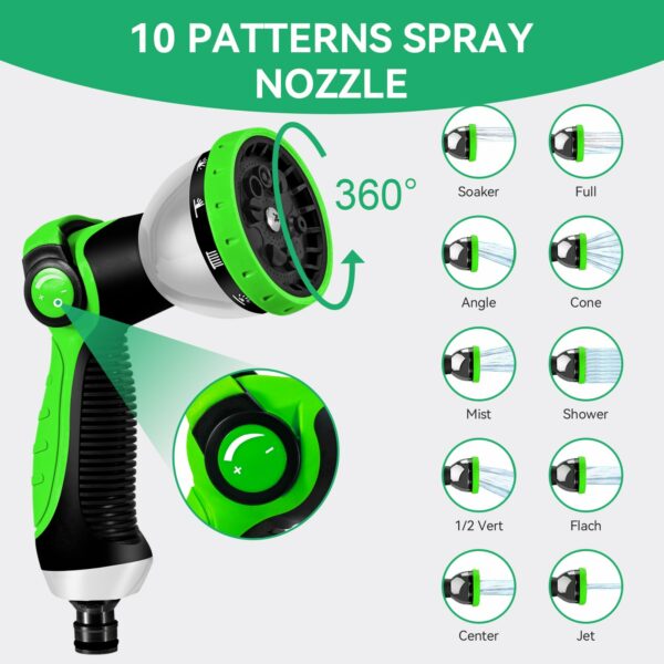 150FT Garden Hose, Expandable Water Hose with 10-Pattern Spray Nozzle, 3-Layer Latex No-Kink Flexible Water Hose Pipe